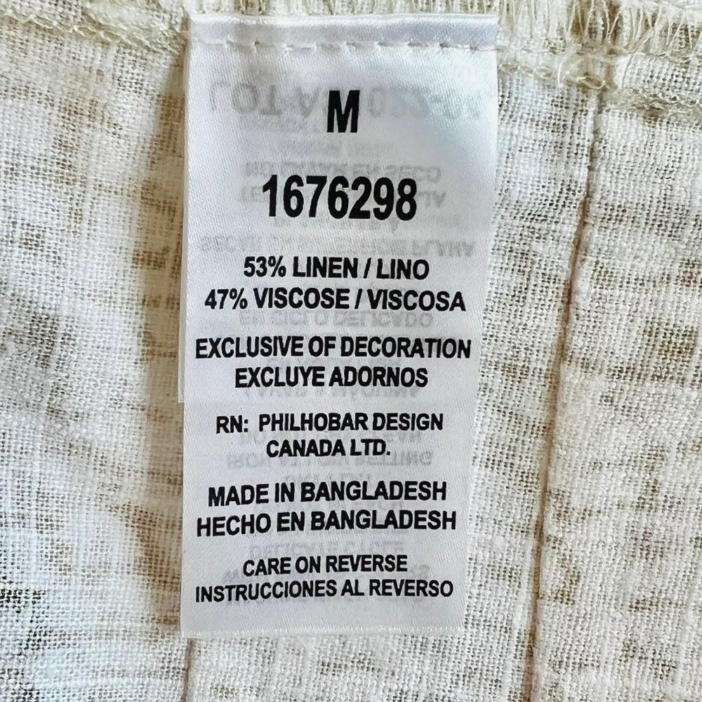 NWT Nicole Miller Original Ladies' White & Tan Pleat Hem Linen Blend Shirt Dress - Picture 7 of 14